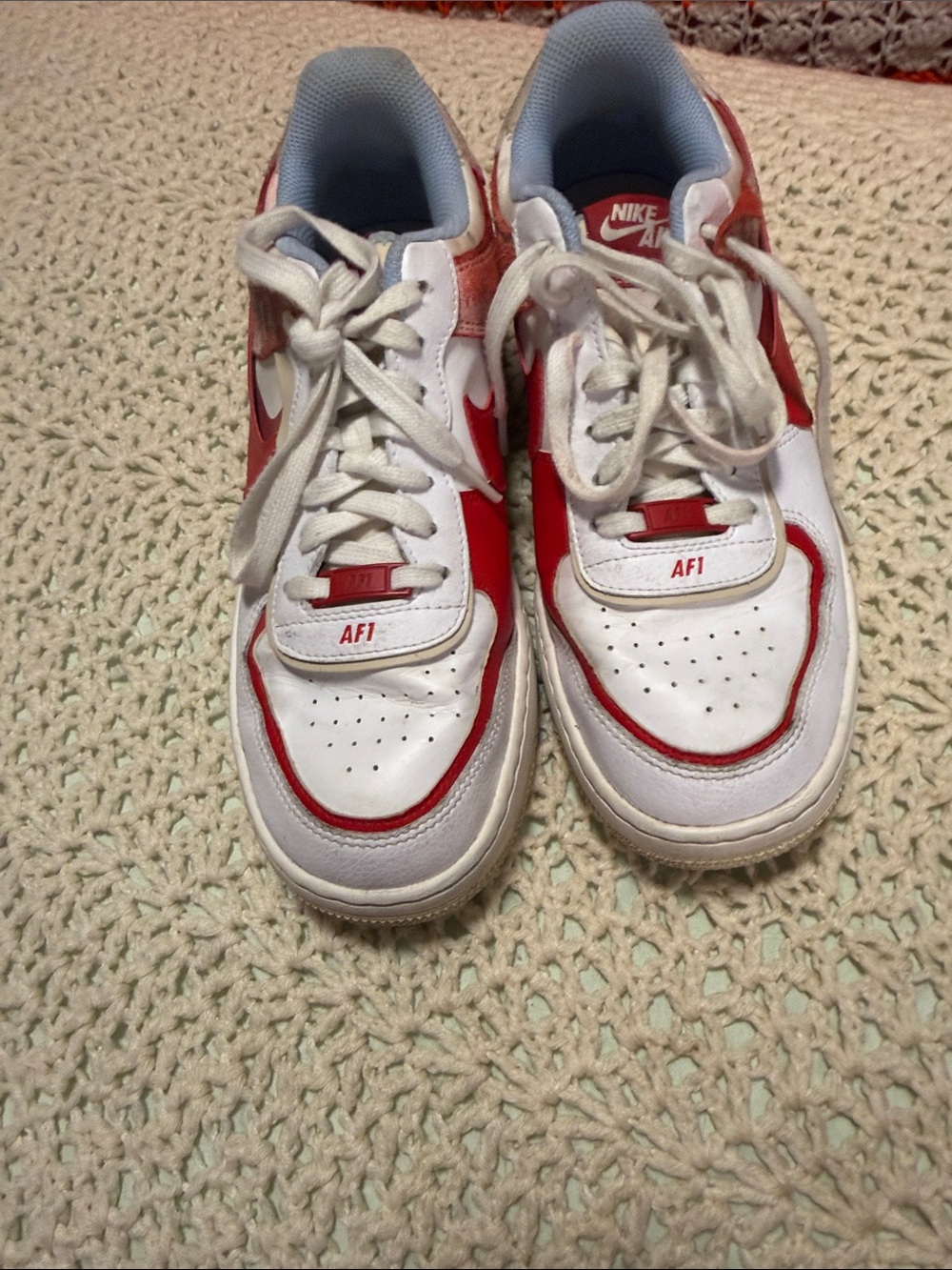 Nike Air Force 1 Sneakers White & Red US W 9